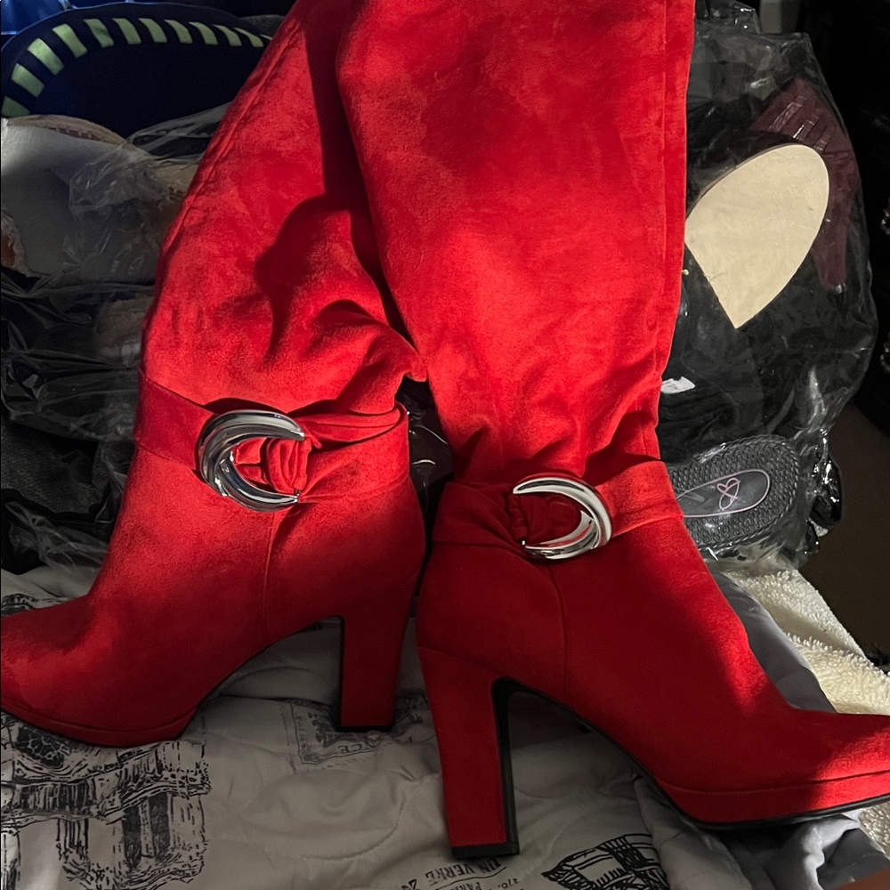 Red Suede Women's Boots